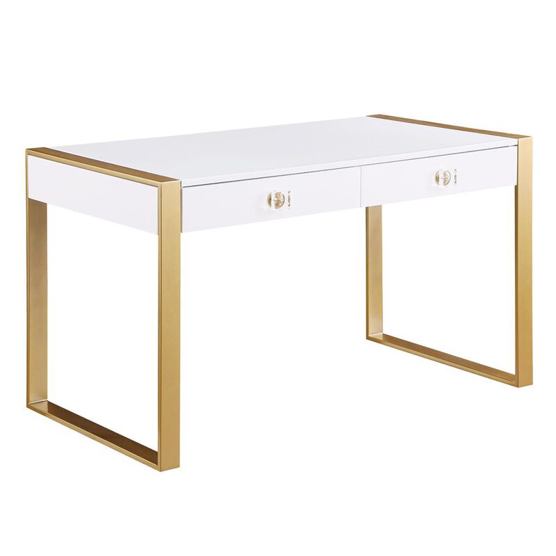 Best Master Furniture Erato White with Gold Legs Computer Desk