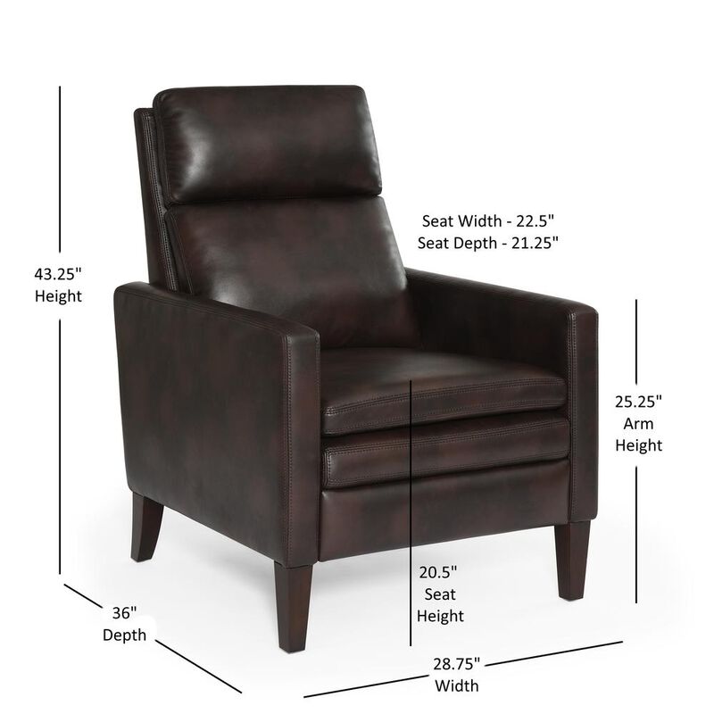 Comfort Pointe Vicente Burnished Brown Faux Leather Push Back Recliner