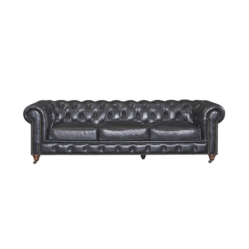 Crafters and Weavers Century Chesterfield Sofa - Slate Leather