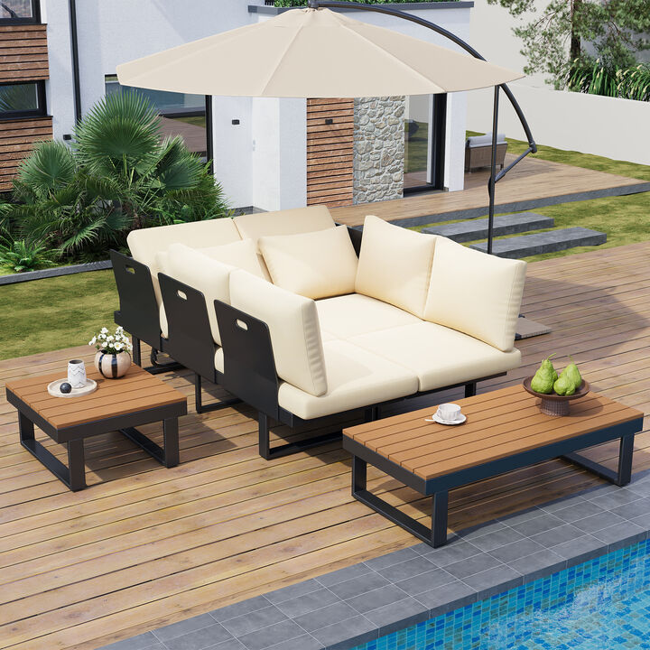 Merax Outdoor Sectional Sofa Table Set Patio Conversation Set