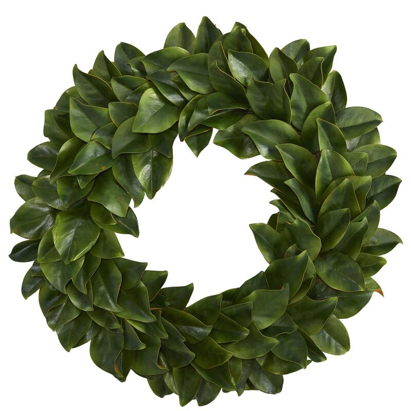 Nearly Natural 30-in Magnolia Artificial Wreath