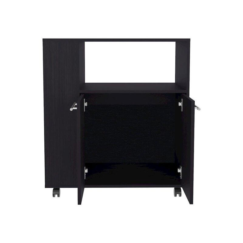 Bremerton Kitchen Cart, 2 Doors, 3 Shelves, 4 Wheels, Black Wengue