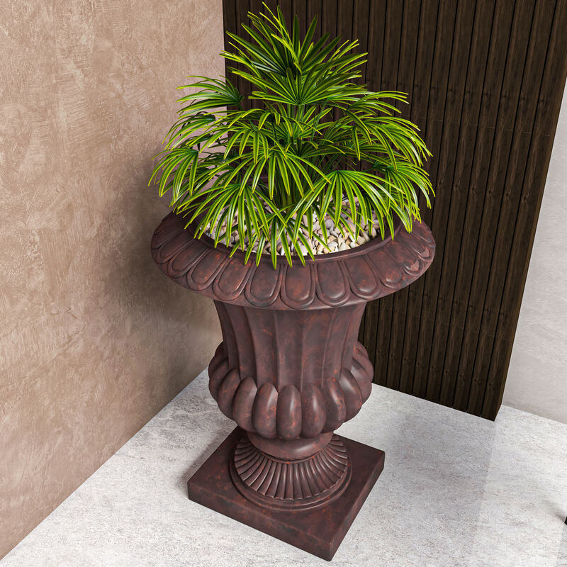 LeisureMod Lotus Series Fiberstone and MgO Clay Urn Planter