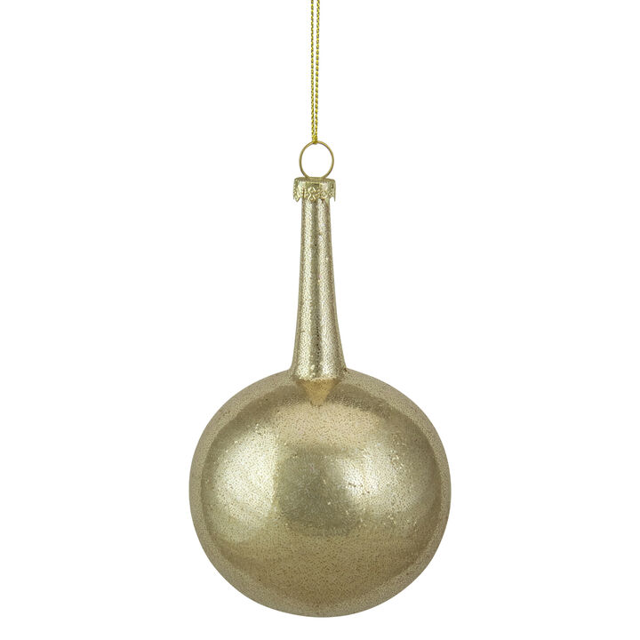 5.5" Gold Glitter Teardrop Ball Glass Christmas Ornament