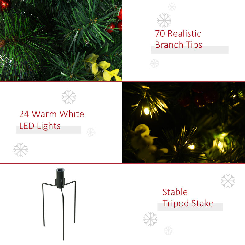 BreeBe Cordless 24in Outdoor Christmas Trees with Pre-Lit LEDs image number 4
