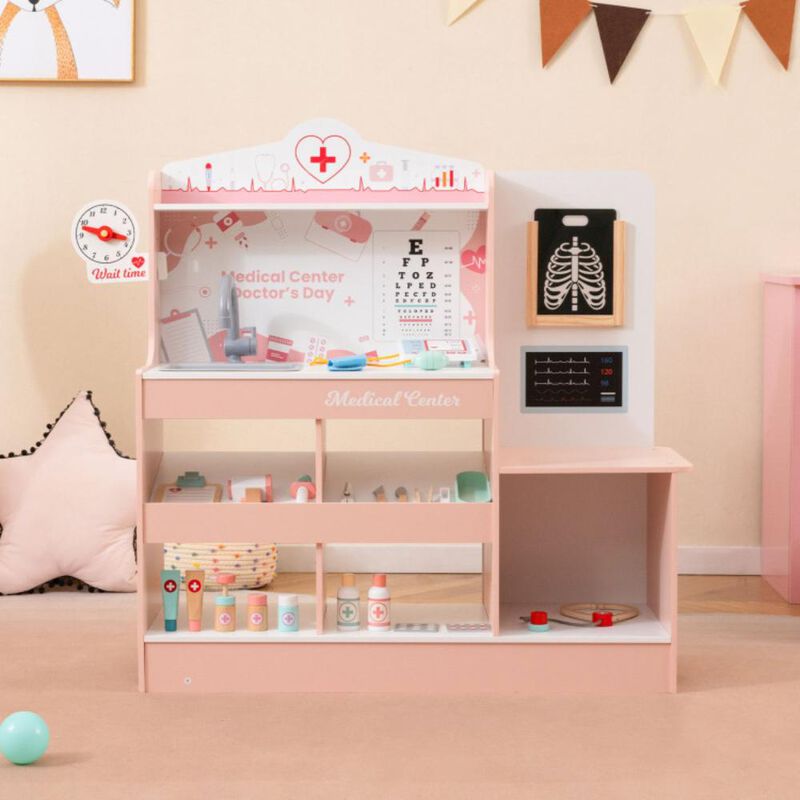 Hivvago Wooden Doctor Playset with Stethoscope for Toddlers over 3 Years Old