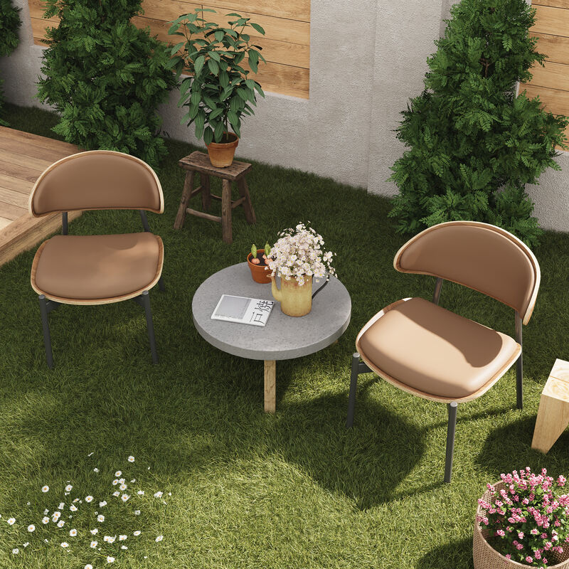 Leather Dining Chair with Wooden Frame & Metal Legs 2-piece 20.47"