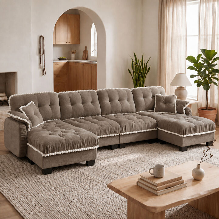 Ziworl Cloud U-Shaped Sofa with 4 Pillows