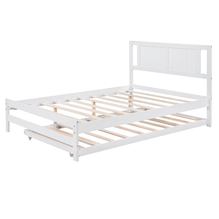 Merax Platform Bed with Adjustable Trundle