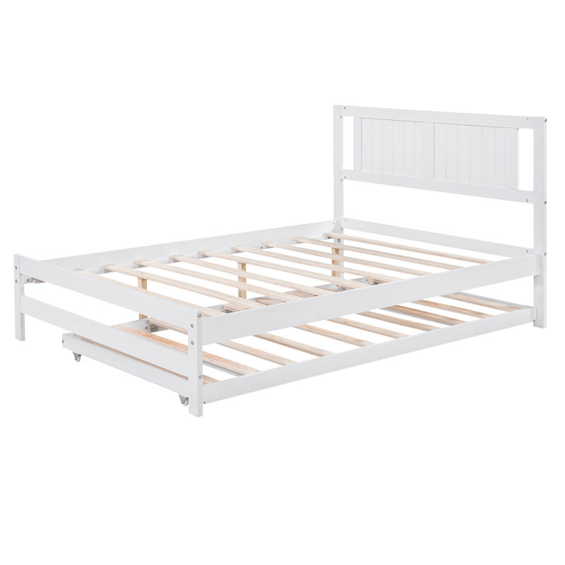 Merax Platform Bed with Adjustable Trundle