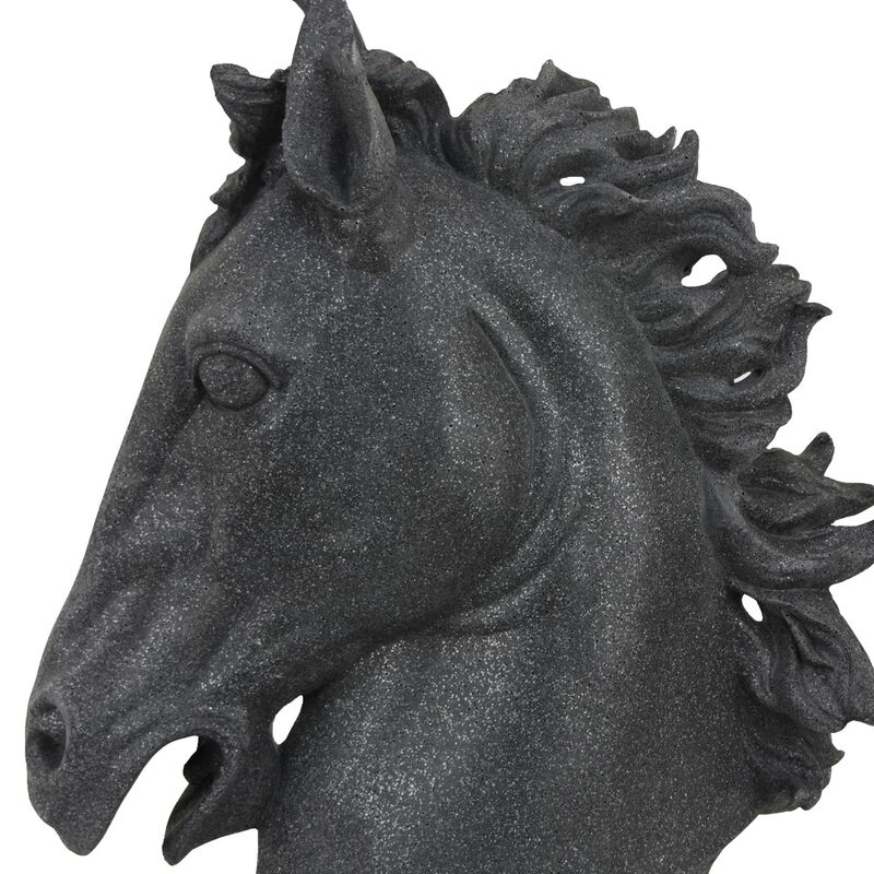 Ellena Horse Head Accent Bust, Highly Detailed Black Resin, 25 Inch - Benzara