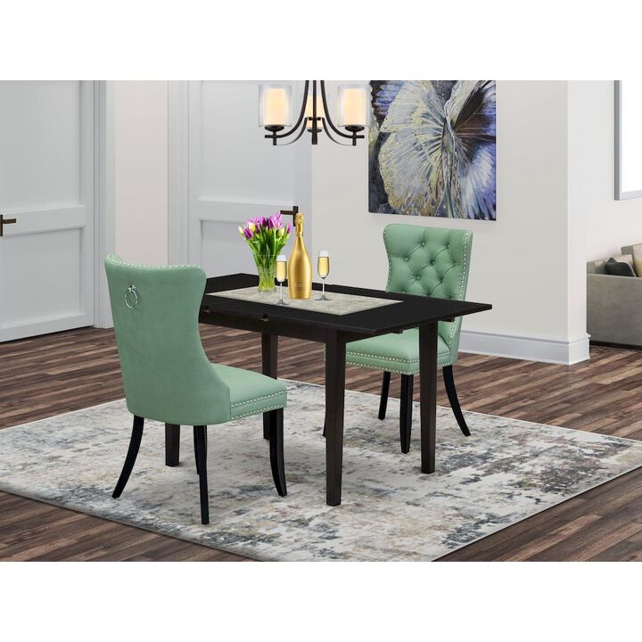 3 Piece Kitchen Table Set Contains a Rectangle Dining Table with Butterfly Leaf