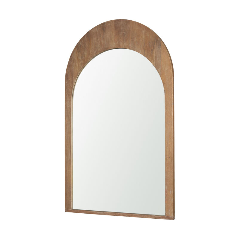HomeRoots 48" Light Brown Solid Wood Arch Framed Accent Mirror image number 0