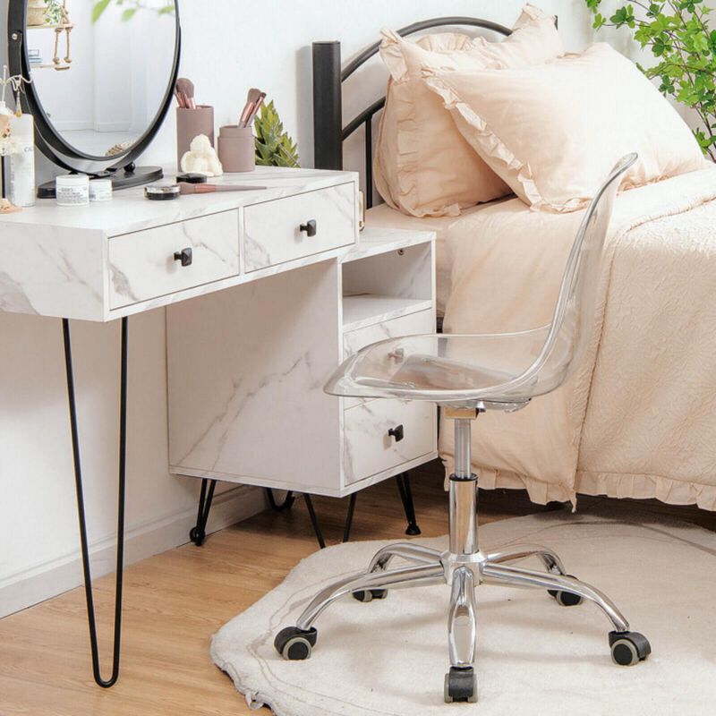 Hivvago Swivel Acrylic Armless Adjustable Height Office Chair