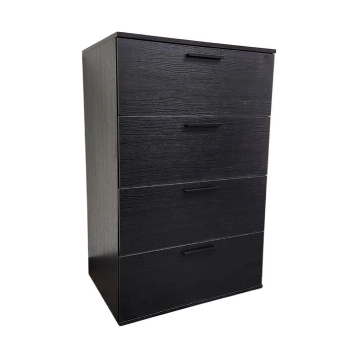 Levy Jumbo Tall Dresser Chest, 4 Drawers, Weathered Black Melamine
