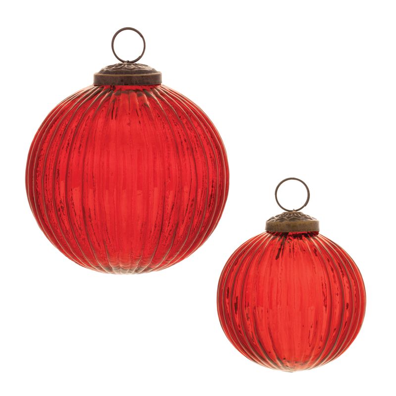 Ribbed Glass Ball Holiday Ornaments (Set of 12) &ndash; Handcrafted Look for Traditional or Modern Christmas Themes