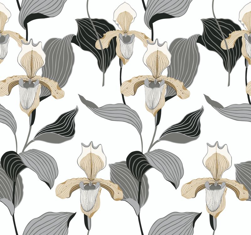 Lady Slipper Gold & Grey Wallpaper image number 0