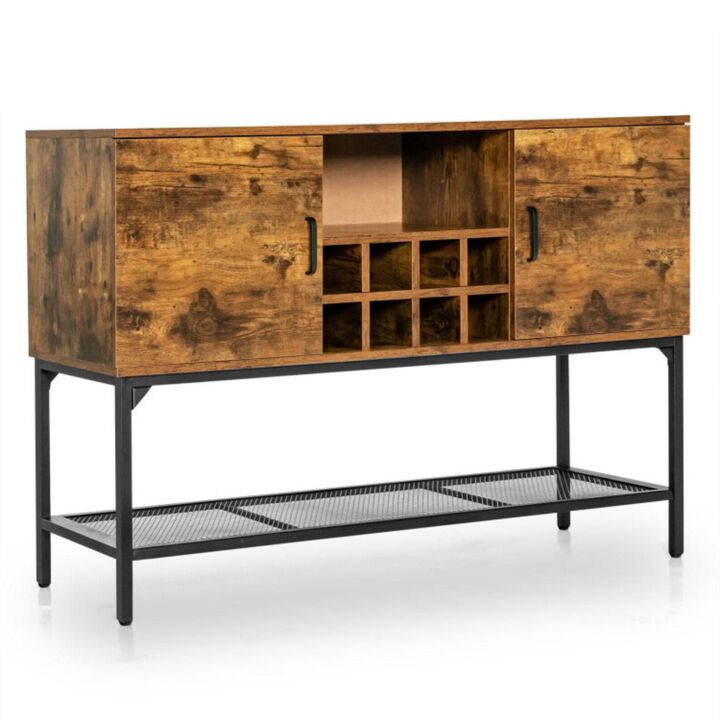 Hivvago Industrial Kitchen Buffet Sideboard with Wine Rack and 2 Doors-Rustic Brown