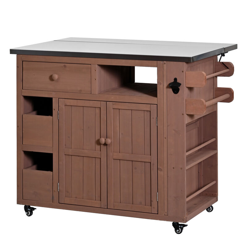Japtef Outdoor Solid Wood Extendable Kitchen Island image number 0