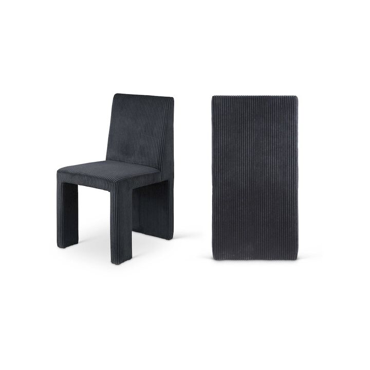 Meridian Furniture Benson Black Microsuede Corduroy Fabric Dining Chair, Set of 2