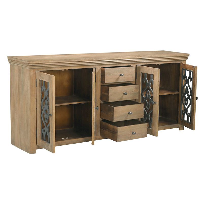 Alex Hamilton Hearst 4-Door 4-Drawer Sideboard in Distressed Natural