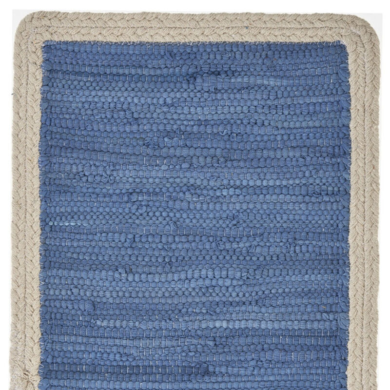 HomeRoots 19" Set of Four Blue And Natural Solid With Border Cotton Placemats image number 2