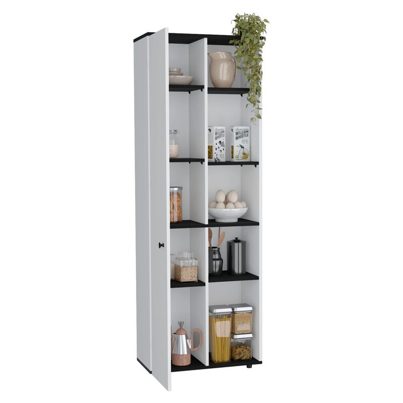 Hoyt Kitchen Pantry Storage Cabinet With and Five Interior and Exterior Shelves
