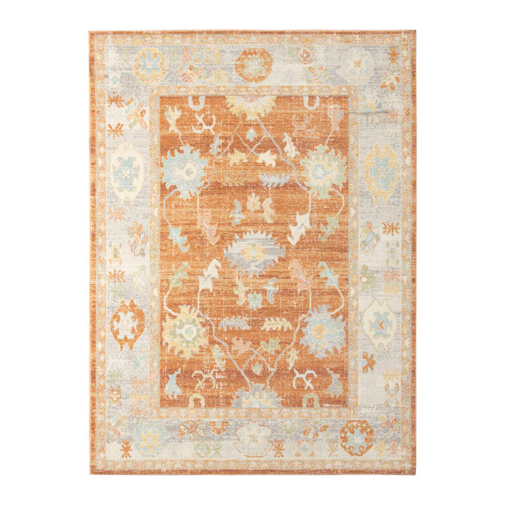 HomeRoots Floral Stain Resistant Indoor Outdoor Area Rug