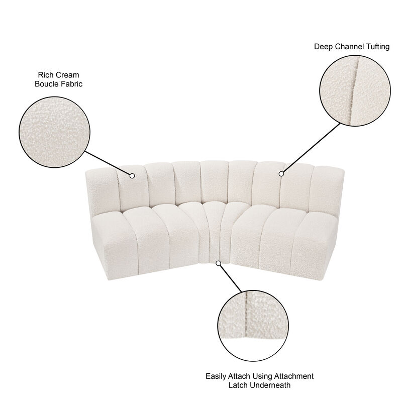 Meridian Furniture Arc Cream Boucle Fabric Modular Sofa image number 7