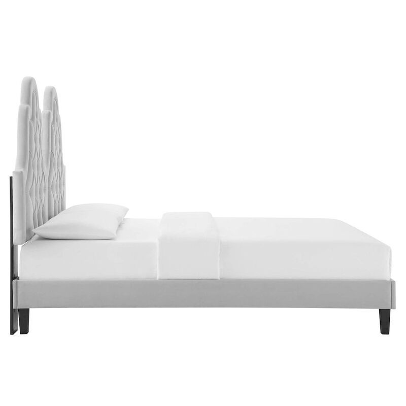 Alexandria Tufted Performance Velvet Twin Platform Bed image number 3