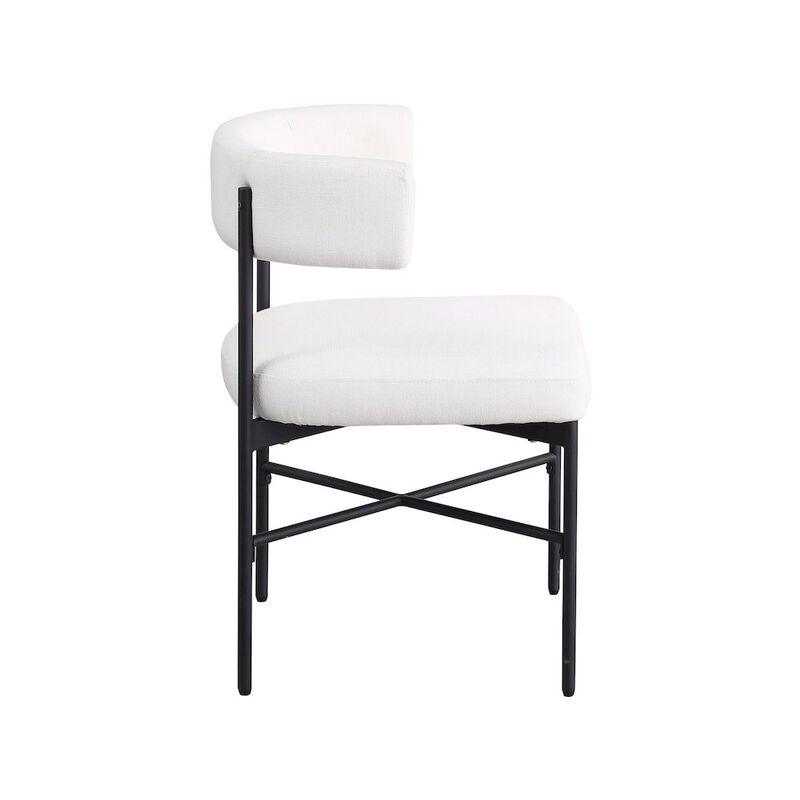 Meridian Furniture Rivage Cream Durable Linen Textured Fabric Dining Chair, Set of 2