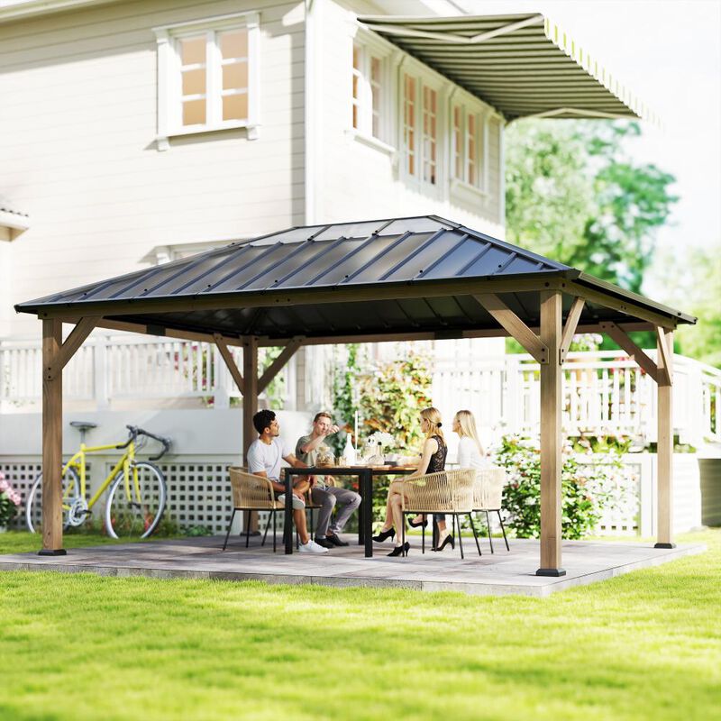 Hivvago 12x16 Outdoor Hardtop Wood Gazebo image number 1