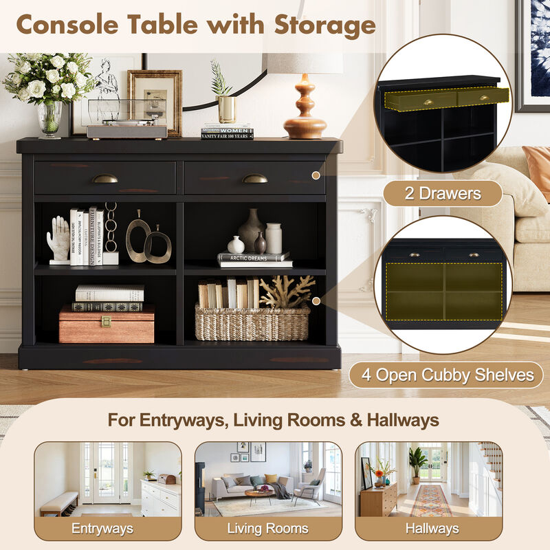 Hegrer 2 Drawers and Open Storage Shelves  Console Table image number 7