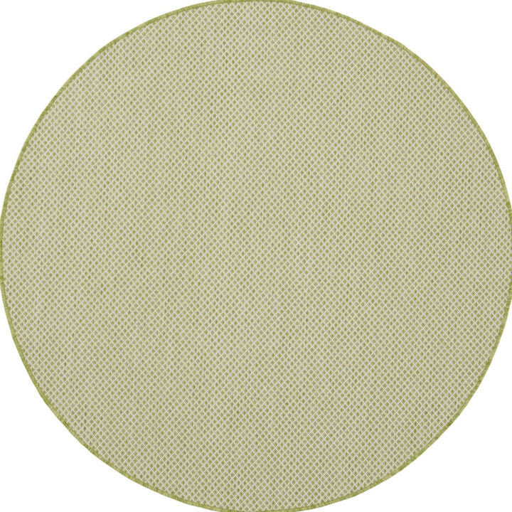 HomeRoots 4' Ivory And Green Round Geometric Indoor Outdoor Area Rug