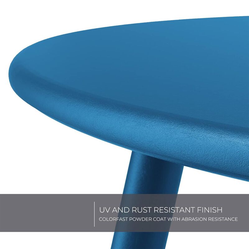 Mondawe 18" Galvanized Patio Steel Side Table,Powder-Coated, UV/Rust-Proof,W/ Adjustable Foot Pads