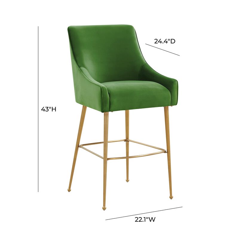 Tov Furniture Beatrix Velvet Upholstered Bar Stool - Gold Legs (Green, Bar Stool) image number 2