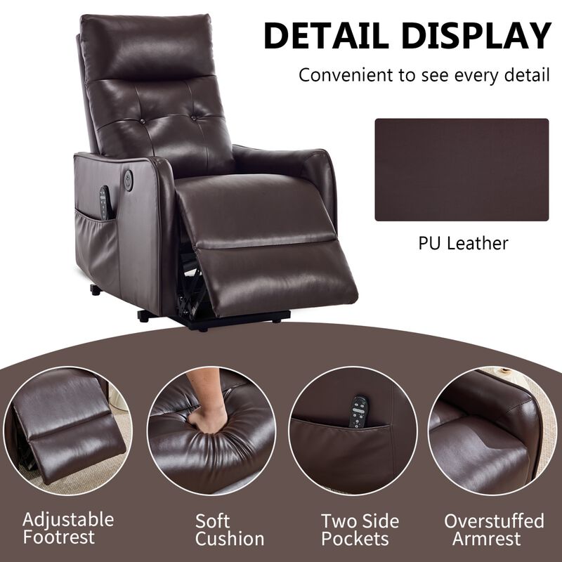 Faux Leather Power Lift Recliner Chair 155&deg; Recliner with Massage Heat & USB image number 7
