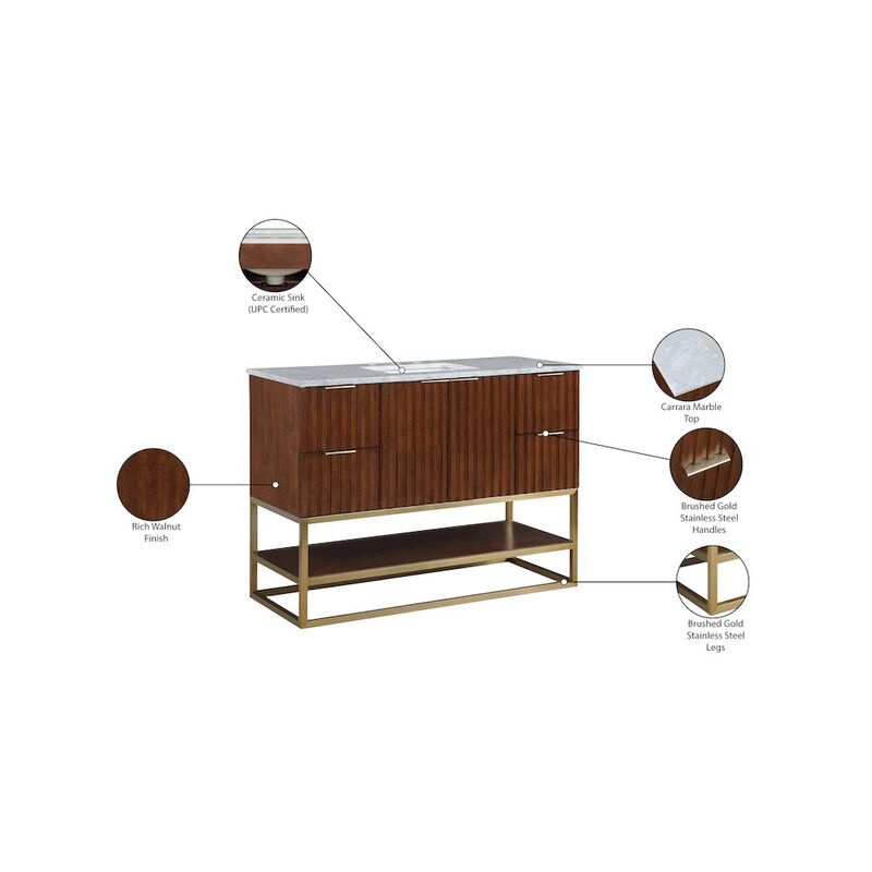 Meridian Furniture Monad Walnut Bathroom Vanity