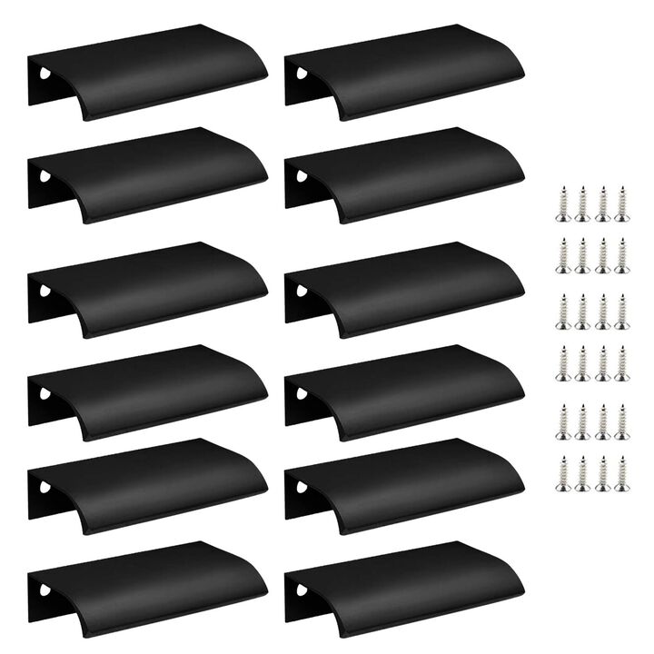 Qjaiune Black Back Mount Finger Edge Pull 80mm/3.15"", Aluminum Hidden Handle Concealed Tab Pulls for Home Kitchen Living Room D