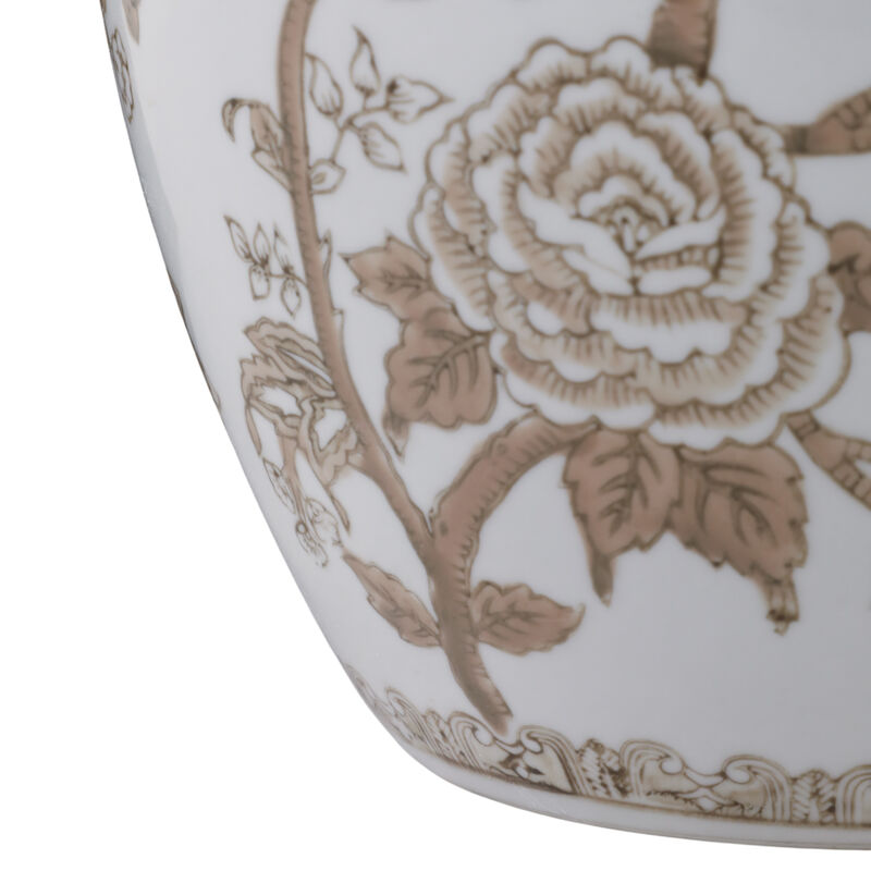 10x8" Chinoiserie Bird & Vines Vase, Brown/ White image number 4