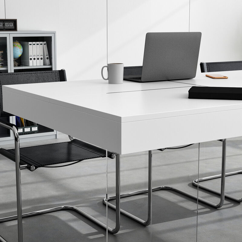 FUFU&GAGA Modern Office Desk with Acrylic Legs (78.7" L x 31.5" W x 29.5" H),White