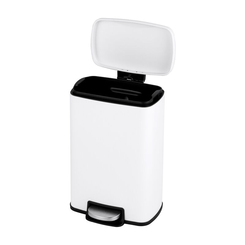 1.3 Gallon Stylish Rectangular Shape Matt White Trash Can
