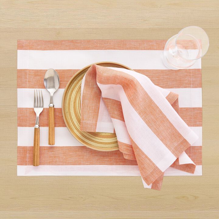 Linen Dinner Napkins - Cabana Stripe