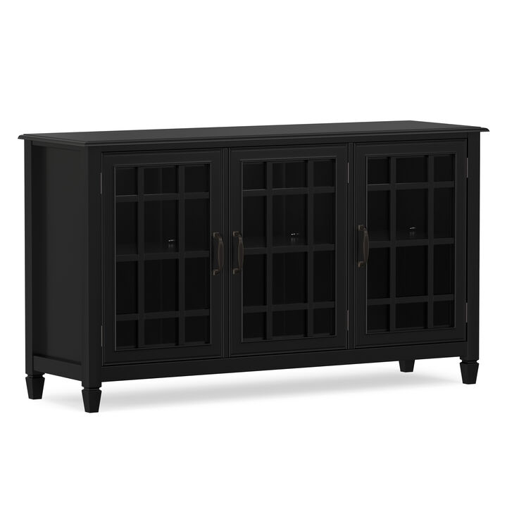 Connaught SOLID WOOD 60 inch Wide Traditional Wide Storage Cabinet Buffet in Black