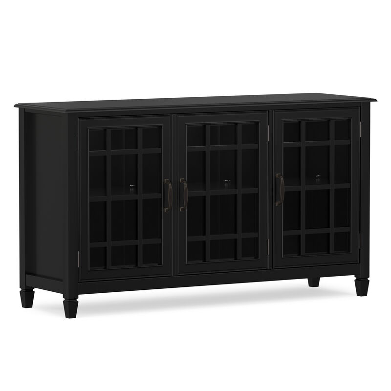 Connaught SOLID WOOD 60 inch Wide Traditional Wide Storage Cabinet Buffet in Black image number 0