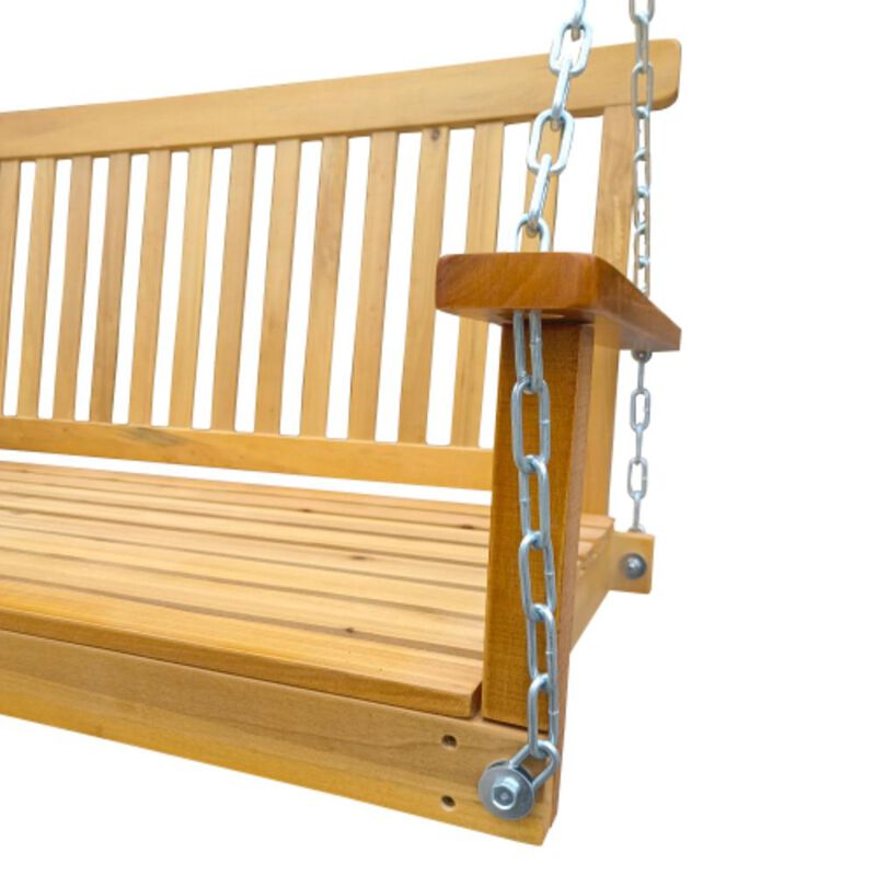 Hivvago Porch Swing with Armrests and Chains image number 3