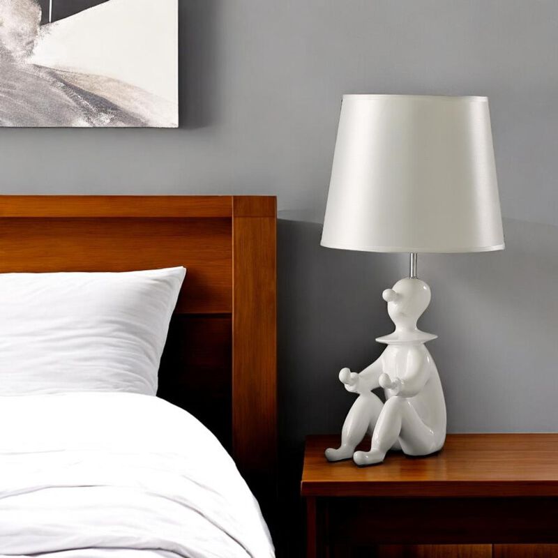 Hivvago 21" White Novelty Clown Table Lamp With White Empire Shade