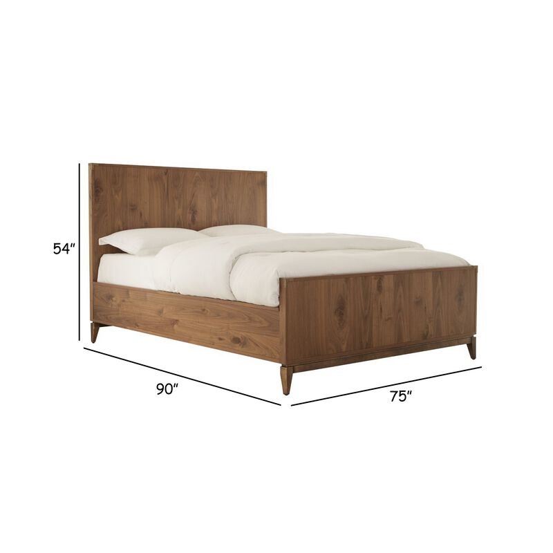 Veldt California King Panel Bed, Brown Knotty Wood Veneer, Corner Brackets - Benzara