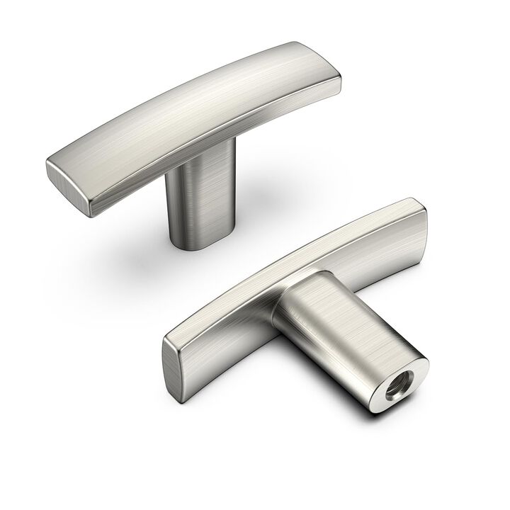 homdiy T Cabinet Knobs 5 Pack Brushed Nickel Cabinet Pulls Single Hole Kitchen Knobs Arch Drawer Pulls for Bathroom Dresser Draw