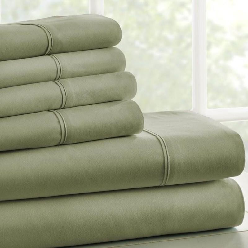 Hivvago Queen Size Sage 6 PCS Soft Wrinkle Resistant Microfiber/Polyester Sheet Set